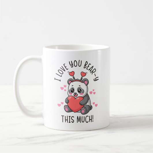I Love You Bear-y This Much - Cute Panda Valentine Koffiemok (Links)