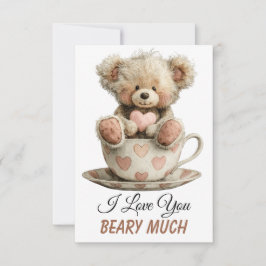 I Love You Beary Much In Cup Postcard Bedankkaart