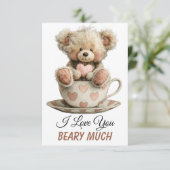I Love You Beary Much In Cup Postcard Bedankkaart (Staand voorkant)