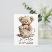 I Love You Beary Much In Cup Postcard Briefkaart (Staand voorkant)