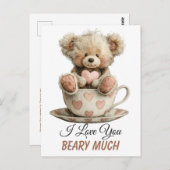 I Love You Beary Much In Cup Postcard Briefkaart (Voorkant / Achterkant)