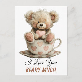 I Love You Beary Much In Cup Postcard Briefkaart