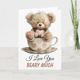 I Love You Beary Much In Cup Postcard Kaart