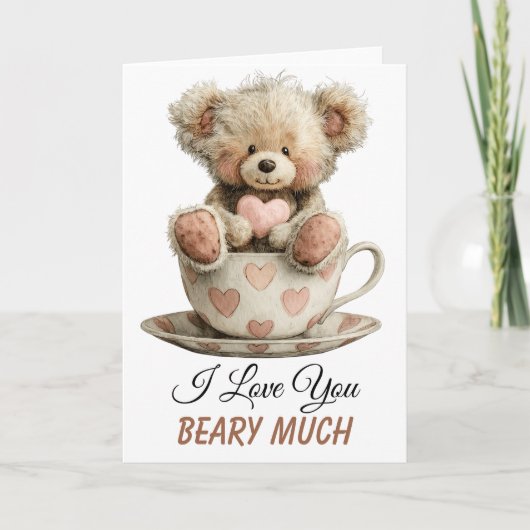 I Love You Beary Much In Cup Postcard Kaart (Voorkant)