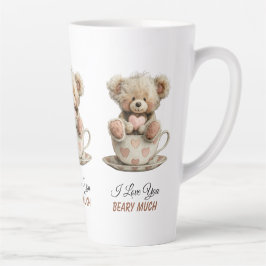 I Love You Beary Much In Cup Postcard Latte Mok