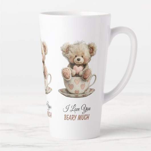 I Love You Beary Much In Cup Postcard Latte Mok (Rechts)