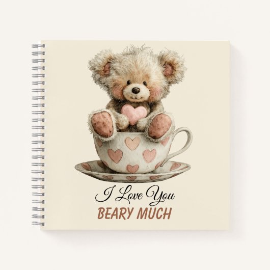 I Love You Beary Much In Cup Postcard Notitieboek (Voorkant)