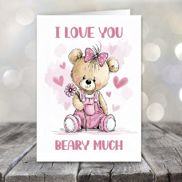 I Love You Beary Much Teddy Bear Valentines Day Feestdagen Kaart