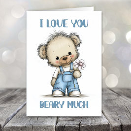 I Love You Beary Much Teddy Bear Valentines Day Feestdagen Kaart