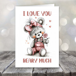 I Love You Beary Much Teddy Bear Valentines Day Feestdagen Kaart