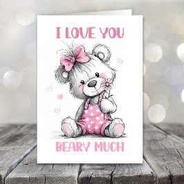 I Love You Beary Much Teddy Bear Valentines Day Feestdagen Kaart