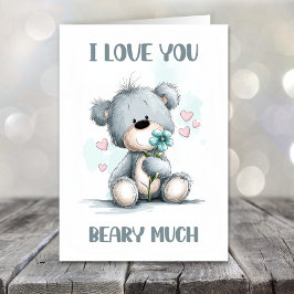 I Love You Beary Much Teddy Bear Valentines Day Feestdagen Kaart