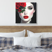 I Love You | Beautiful Woman with Red Rose Canvas Afdruk (Insitu (Slaapkamer))