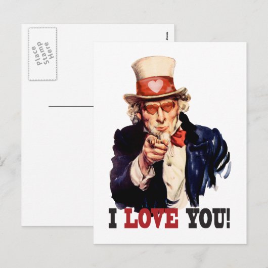 I Love You beroemd gemaakt door Uncle Sam Style Va Feestdagenkaart (Voorkant / Achterkant)