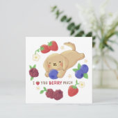 I Love You Berry Much: Cute Dog with Berries Kaart (Staand voorkant)