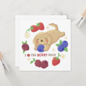 I Love You Berry Much: Cute Dog with Berries Kaart (Voorkant / Achterkant in situ)