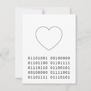 I Love You Binary Heart Valentine's Day Geek Feestdagenkaart