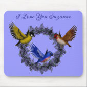 I Love You Birds On Flower Wreath Personalized Muismat (Voorkant)