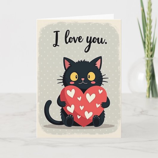 I Love You Black Cat Card Kaart (Voorkant)