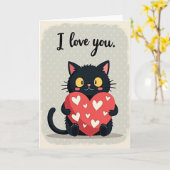 I Love You Black Cat Card Kaart (Gele Bloem)