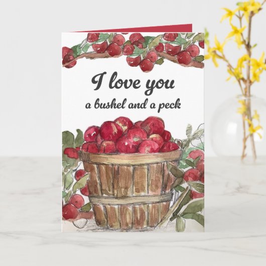 I Love You Bushel And Peck Apples Fruit Kaart (Gele Bloem)