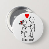 I Love You Button met Schattige paar - (Voorkant /achterkant)