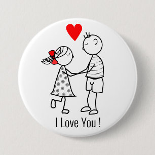 I Love You Button met Schattige paar - 