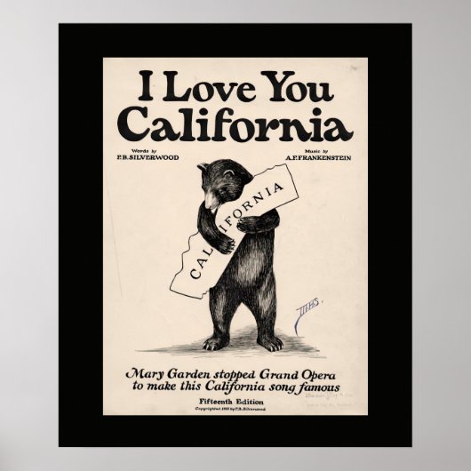 I Love You California Bear Poster (Voorkant)