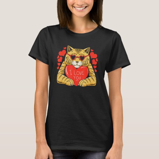 I Love You Cat Heart Valentines Day Kitten Kitty P T-shirt (Voorkant)