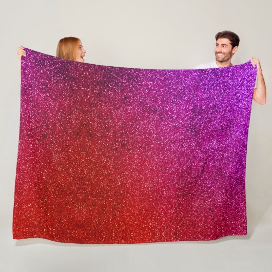 I love you chic pink glitter background fleece deken (In situ)