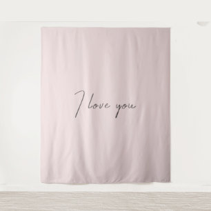 I Love You Citaat Bruiloft Valentijnsdag Roze Wandkleed