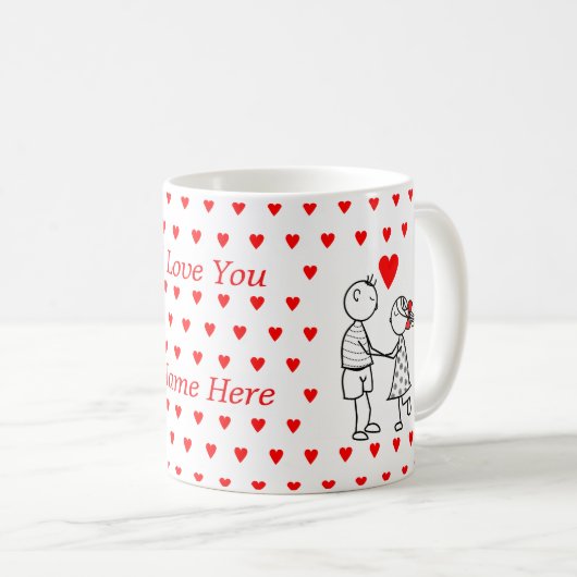 I Love You Coffee Mok Couple Gift met aangepaste n (Voorkant rechts)