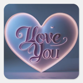 I Love You Connected In A Heart Vierkante Sticker