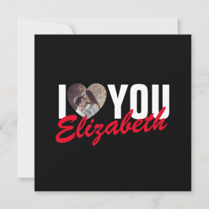 I Love You Custom Foto Hart en Naam Feestdagenkaart