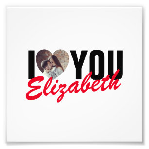 I Love You Custom Foto Hart en Naam Foto Afdruk