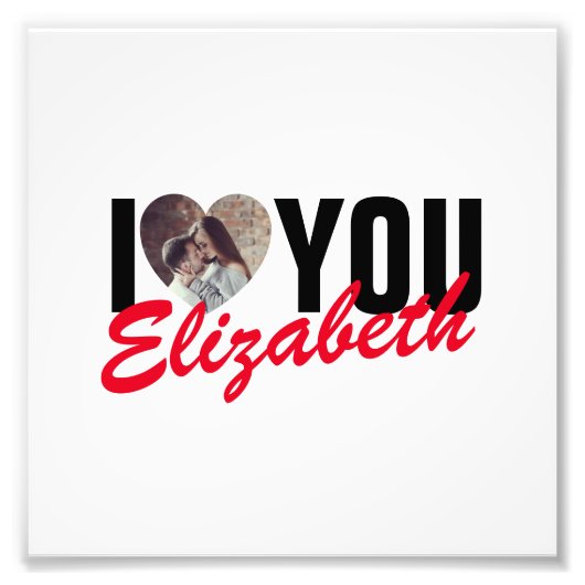 I Love You Custom Foto Hart en Naam Foto Afdruk (Voorkant)