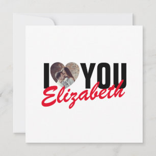 I Love You Custom Foto Hart en Naam Notitiekaartje