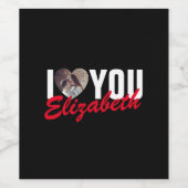 I Love You Custom Foto Hart en Naam Wijn Etiket (Enkel label)