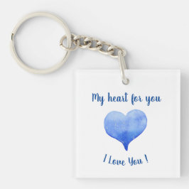 I Love You Cute Blue Heart Valentine's Day    Sleutelhanger