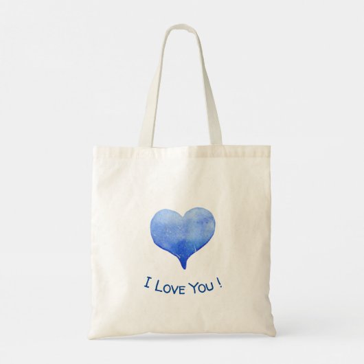 I Love You Cute Blue Heart Valentine's Day Tote Bag (Achterkant)