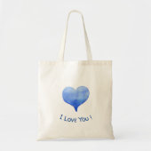 I Love You Cute Blue Heart Valentine's Day Tote Bag (Voorkant)