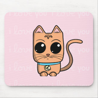I Love You, Cute Caramel Cat Illustration Art Prin Muismat
