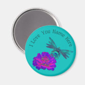 I Love You Cute Dragonfly Personalized  Magneet (Voorkant / Achterkant)