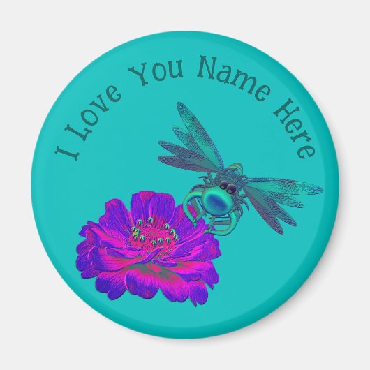 I Love You Cute Dragonfly Personalized  Magneet (Voorkant)