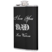 'I Love You Dad' Gepersonaliseerd Zwart Wit & Zilv Heupfles (Links)