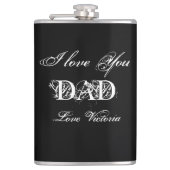'I Love You Dad' Gepersonaliseerd Zwart Wit & Zilv Heupfles (Voorkant)