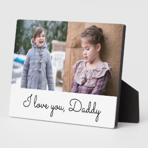 I Love You Daddy Elegante Schrift 2 Foto Collage Fotoplaat
