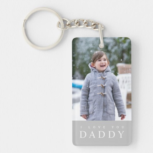 I Love You Daddy Modern Gray 2 Foto Sleutelhanger (Voorkant)