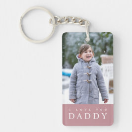 I Love You Daddy Modern Roze Kids 2 Foto Sleutelhanger