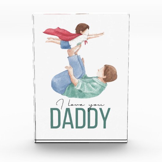 I Love You Daddy Superhero Vader en Kind Groet Fotoblokken (Voorkant)